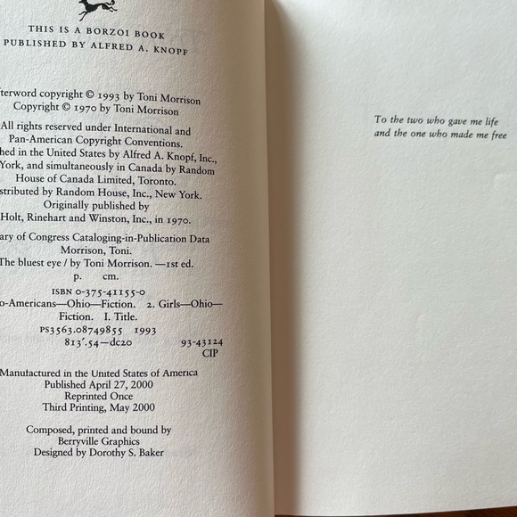 The Bluest Eye Toni Morrison Hardback 2000 - Picture 3 of 4